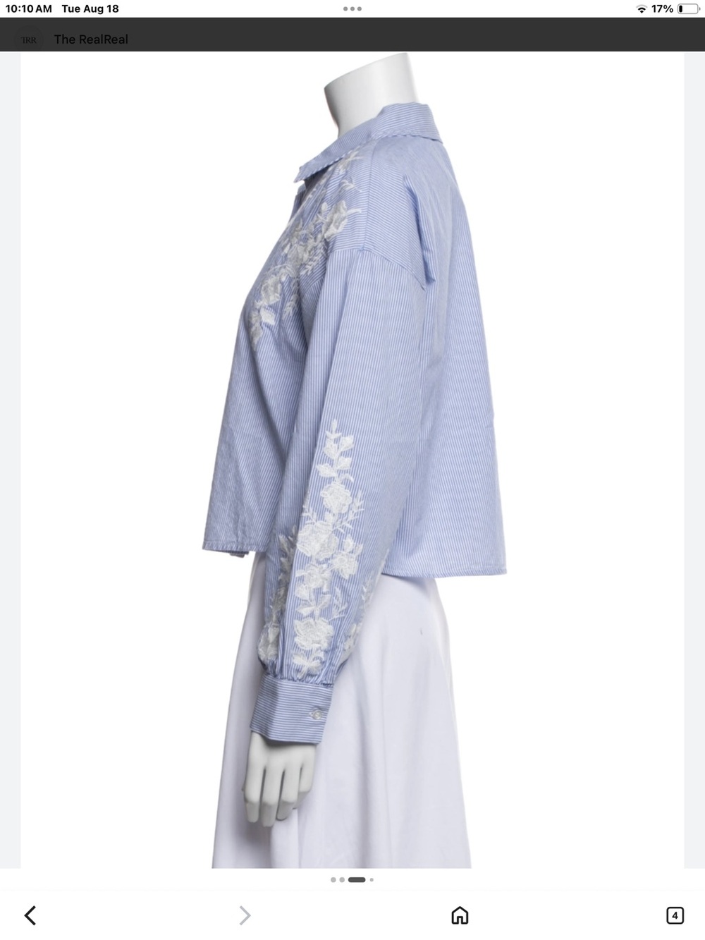 Christian Lacroix Light Blue Striped Embroidered Button-Up Shirt
